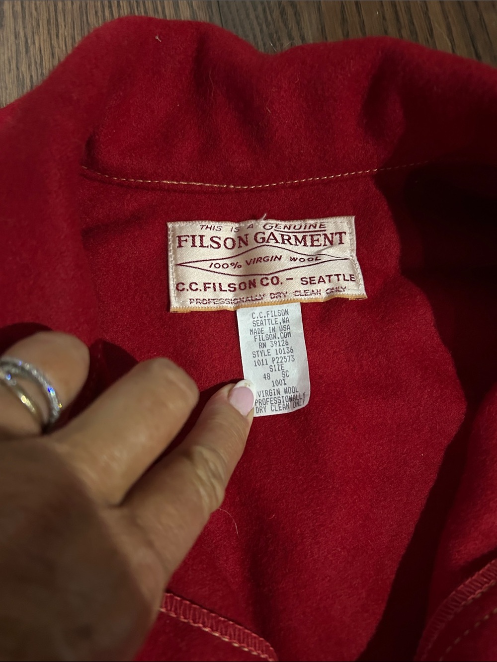Amazing Filson Scarlet Red Cruiser Edition white stitch No 12 1897 jacket 3XL - Picture 5 of 7